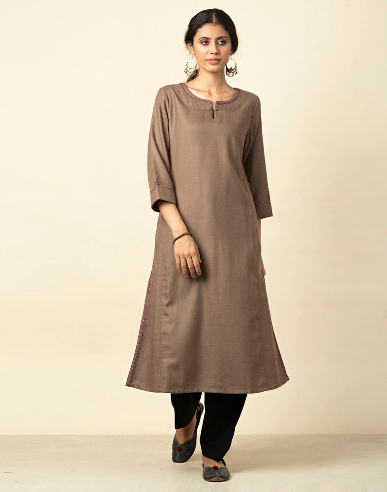 Fabindia Women Embroidered A line Kurta Buy Fabindia Women