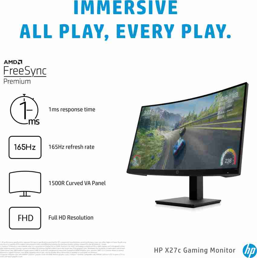 HP 27X GAMING | 27 Borderless Quad Hd 4K Display | AMD Free Sync | Black