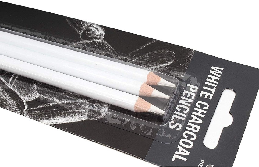 3 Pcs Pro White Charcoal Pencil Sets White Charcoal Wooden Pencils