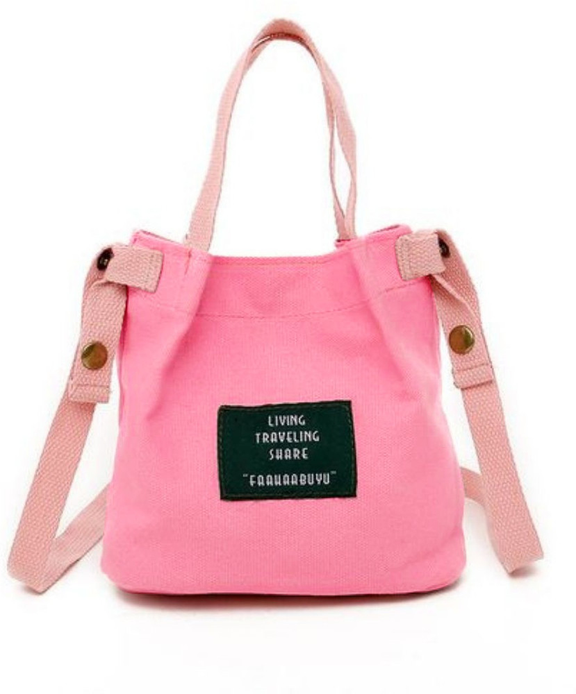 komto Pink Sling Bag Small Canvas Totes Lightweight shoulder bag