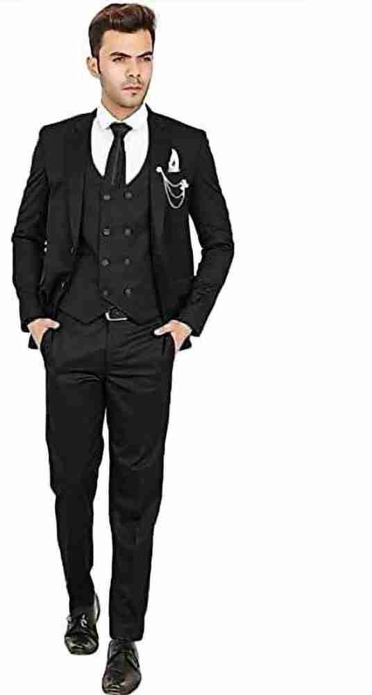 Partywear Handmade Black Three Piece Coat Pant Suit For Wedding Occasion  And Events And Festive Occasions Norway