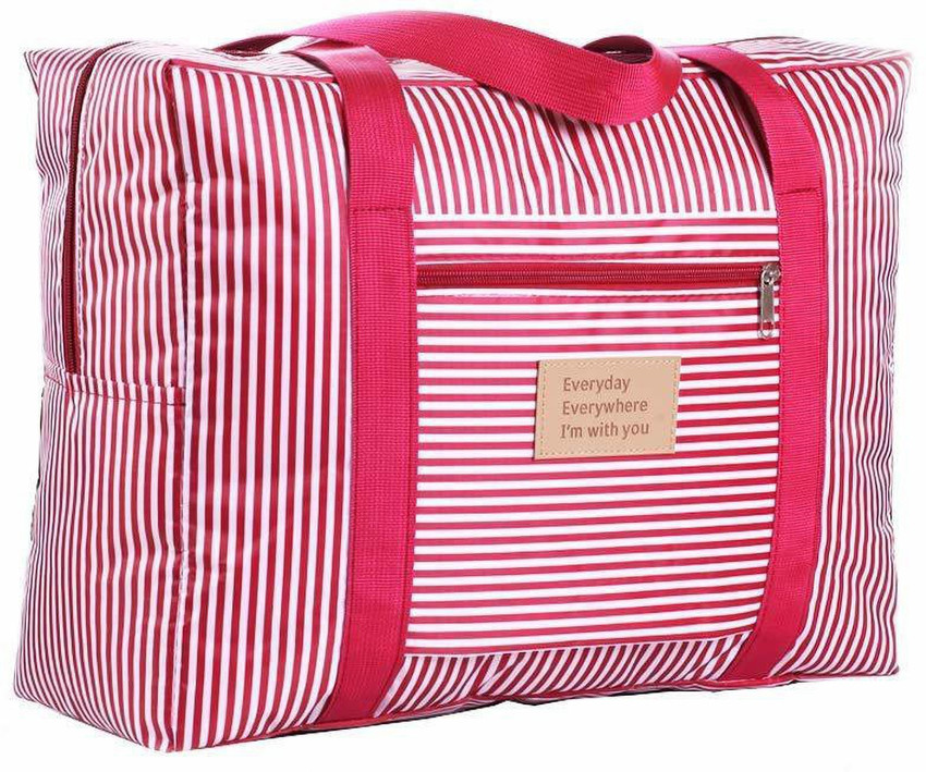 Original Mart Travel Bags Lightweight Foldable Waterproof Shoulder Handbag Lightweight Clothes Organizer Storage for Luggage Travel Luggage Carry on Clothes Storage Duffle Bag Organizer Pink White Pri...