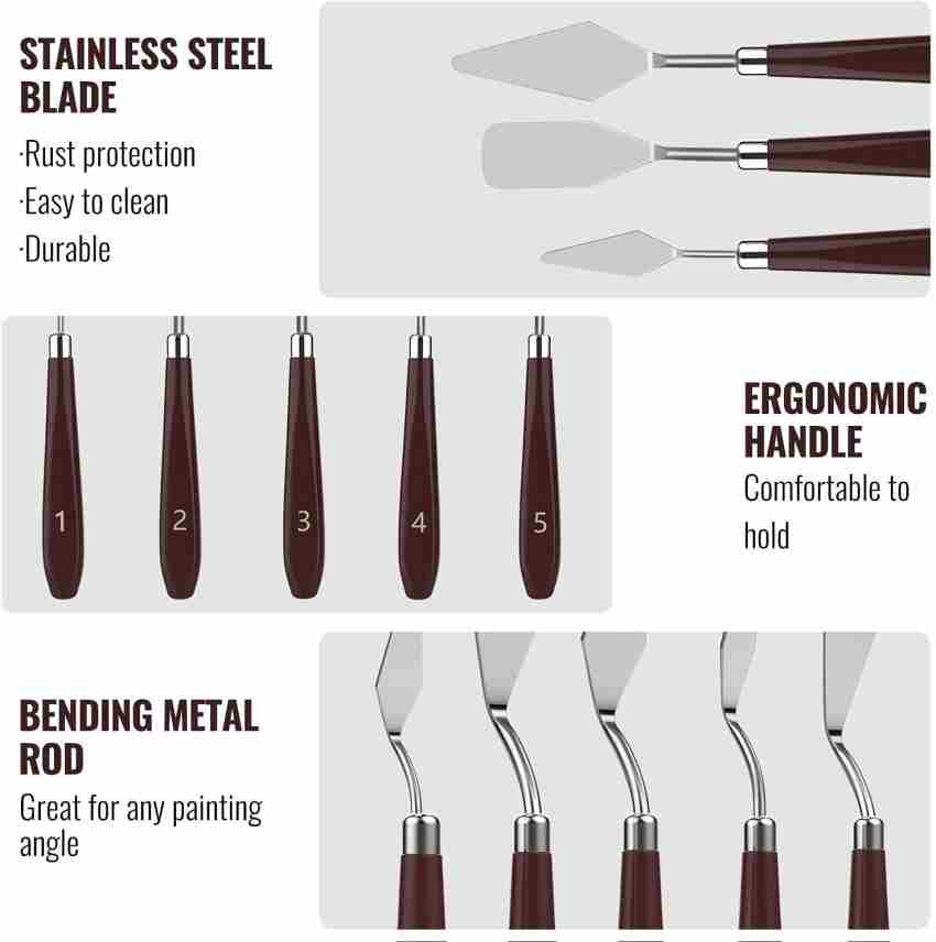 5 Pieces Painting Knives Stainless Steel Spatula Palette Knife Oil Painting Accessories