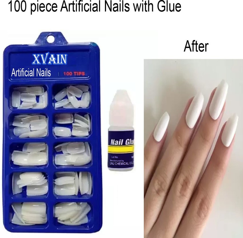 KAIASHA 100 Tips Fake Nails with Glue white new best look white - Price in  India, Buy KAIASHA 100 Tips Fake Nails with Glue white new best look white  Online In India,