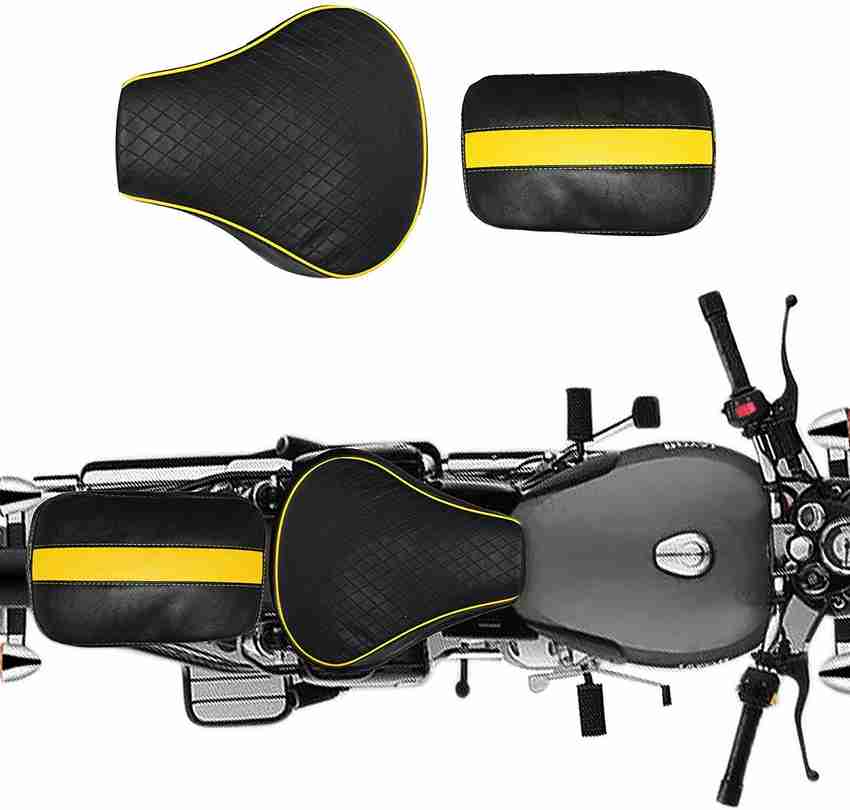 KOHLI BULLET ACCESSORIES Stylish Diamond Cut Design Seat Cover for Royal Enfield Classic 350 500cc Yellow with Black Split Bike Seat Cover For Royal Enfield Classic Classic 350 Classic 500 Classic Chr...