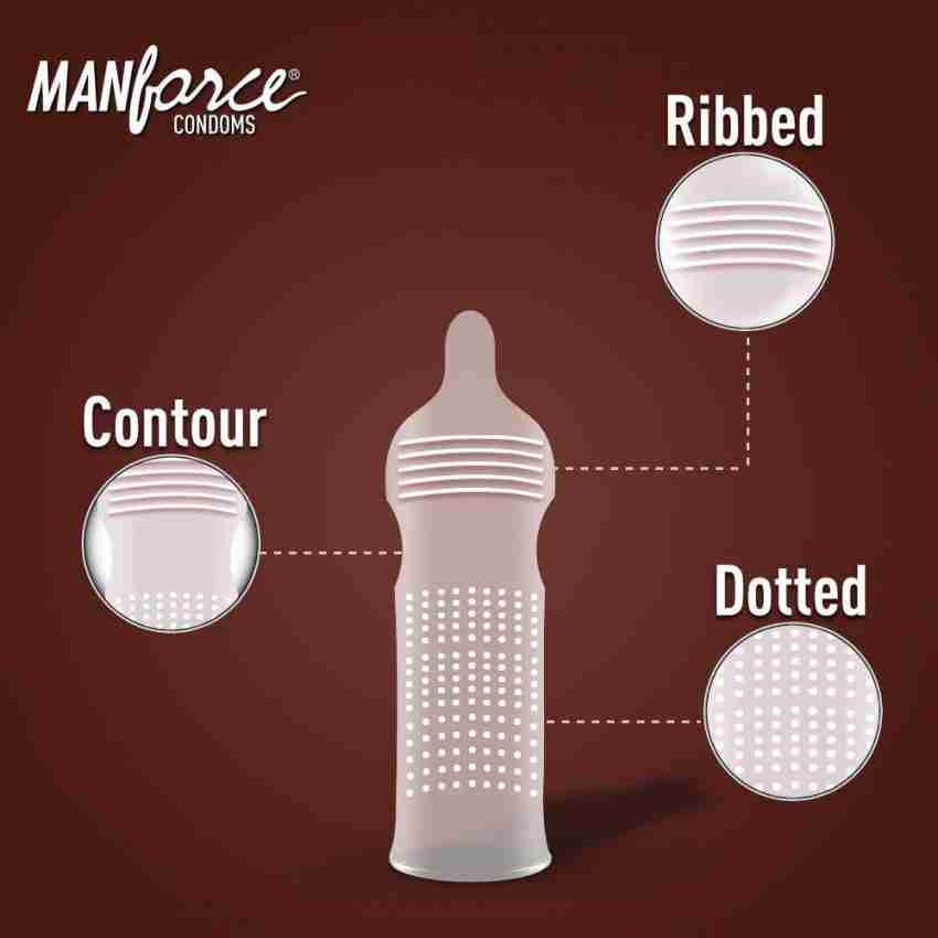 MANFORCE 3 in 1 Wild Condoms (Ribbed, Contour, Dotted), Chocolate