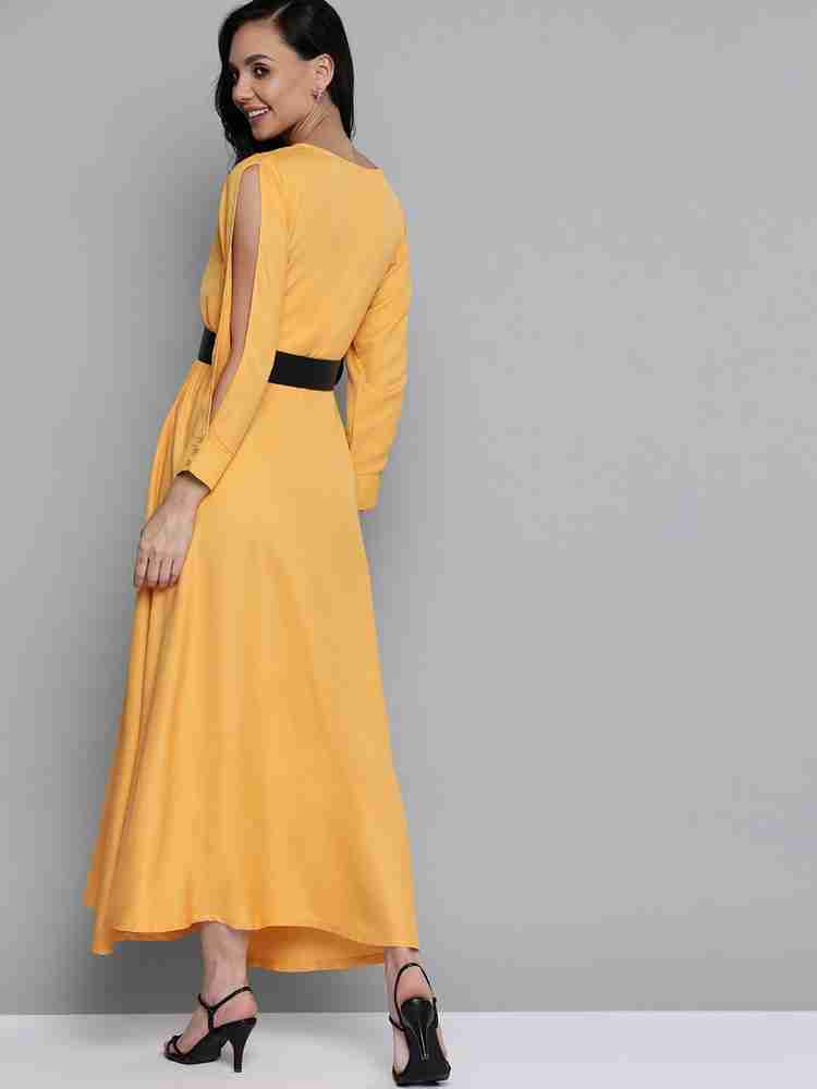 HERE NOW Women Maxi Yellow Dress Buy HERE NOW Women Maxi Yellow
