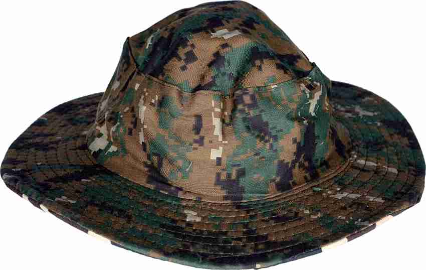MercyGuru Special Jungle Army Round cap/Hat with inner Black Colour Hat BSF/CISF-  Round cap- Commando Camouflage Boonie Hats Cotton Camouflage Indian Army  Military 2 in One Hat with Flag for Man & Women, BSF/CISF Commando  Camouflage