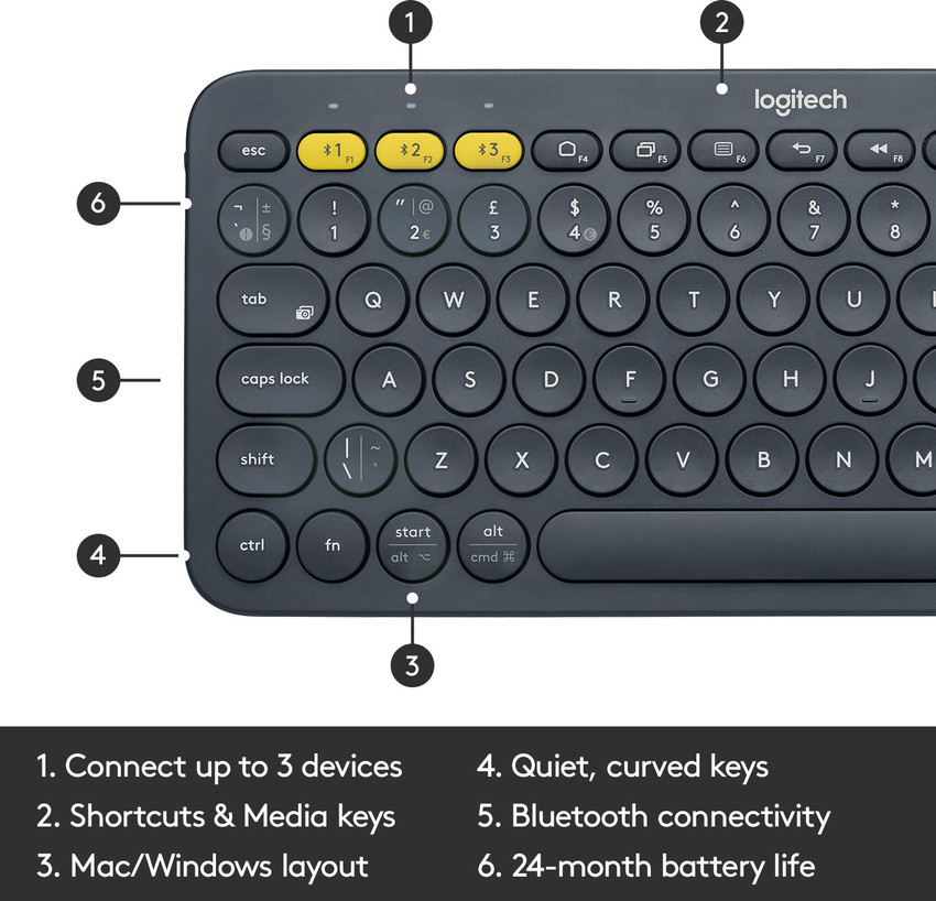 Logitech K380 Easy Switch for Upto 3 Devices Slim Bluetooth