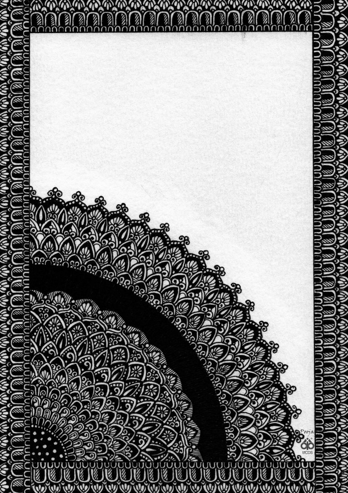 Hand Drawing Mandala-Black & White Original Unique Beautiful Flower Mandala  Art.