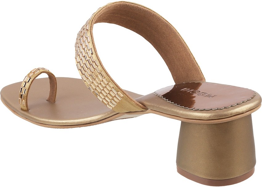 Buy Antique gold Heeled Sandals for Women by Mochi Online