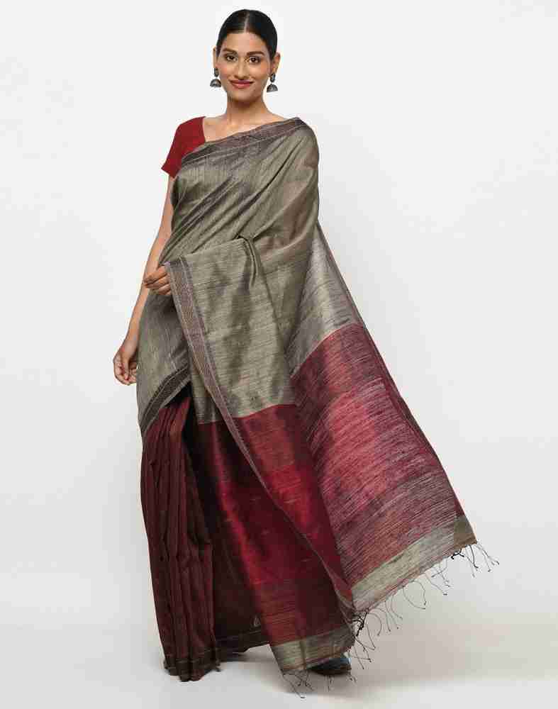 Buy Fabindia Self Design Bollywood Pure Silk Grey Sarees Online