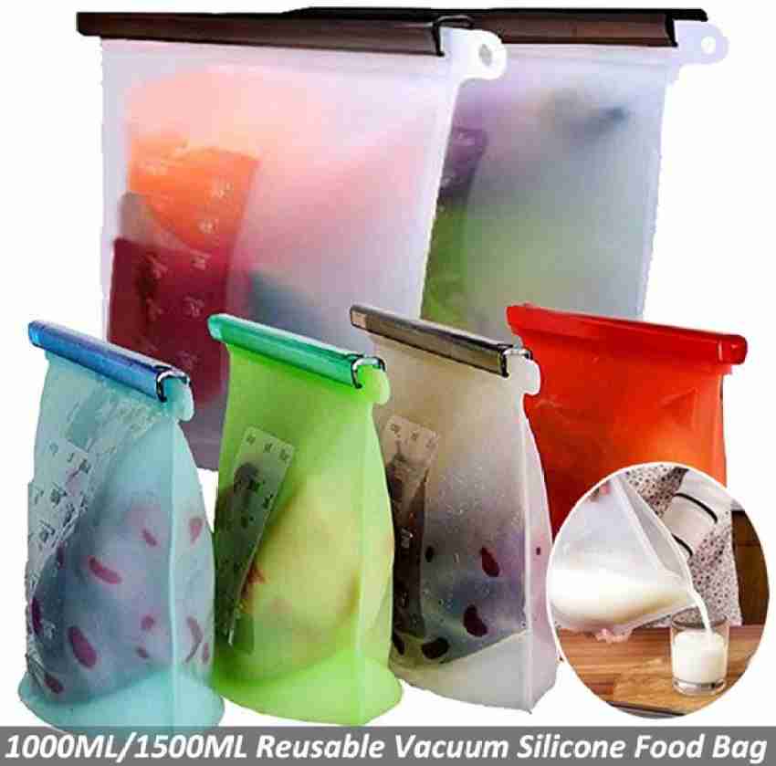 15Pcs Reusable Silicone Food Bag Ziplock Food Storage Bag Refrigerator  Fresh Bags 