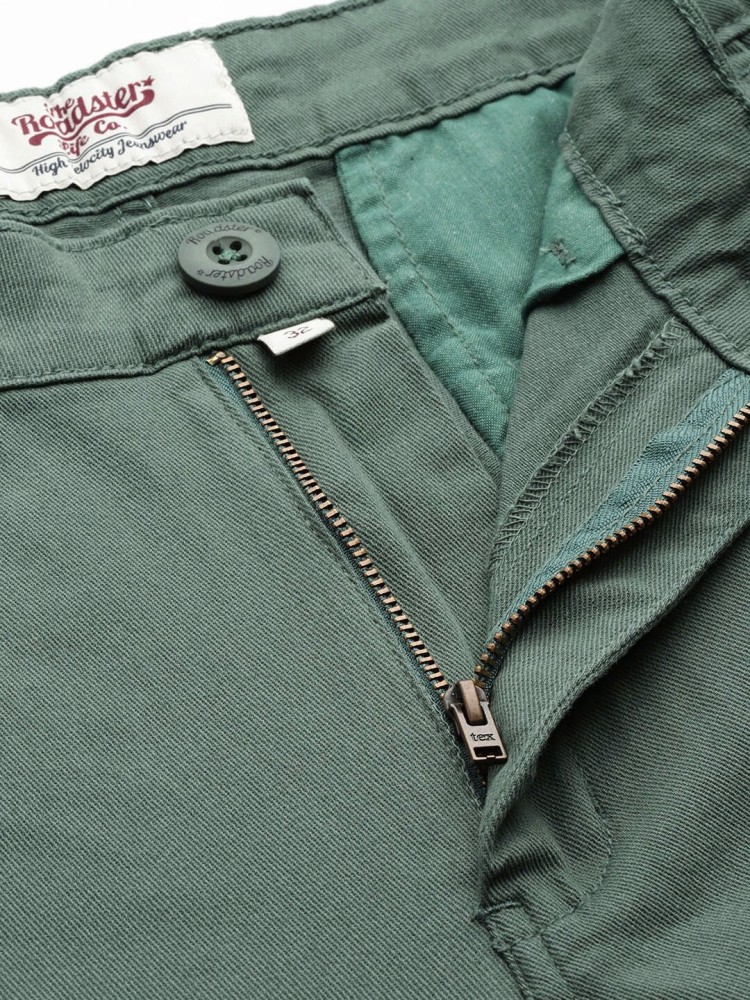 PHOENIX Regular Fit Men Dark Green Trousers - Buy Olivegreen