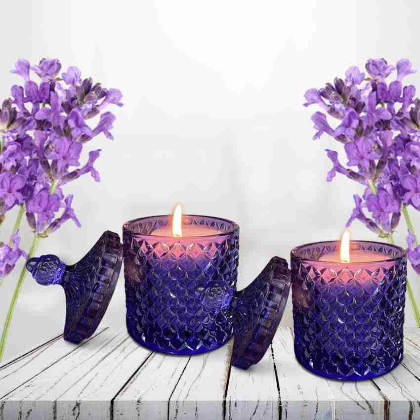 DECOPANDA Long Lasting Lavender Handmade Candles for Home Decoration, Relaxation, Candlelight Dinner, Stress Relief, Wedding Gift