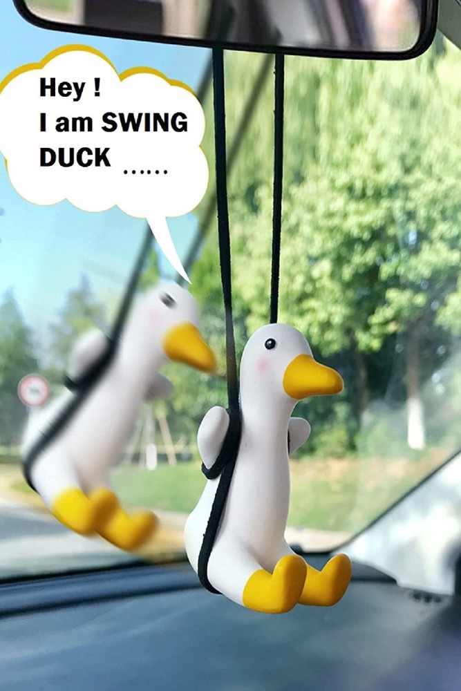 Hanging Ornament CUTE Swinging Duck Car Rear View Mirror Charms Decor (