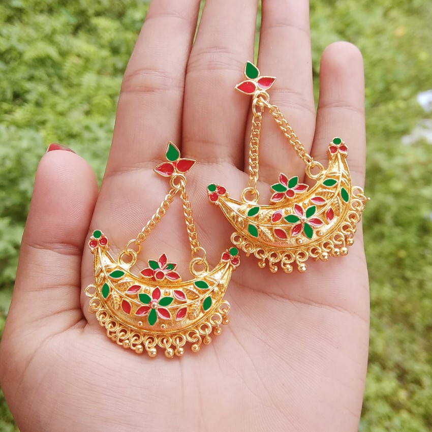 Assamese Traditional Jewellery Dugdugi Necklace With Earrings  MugaSilk