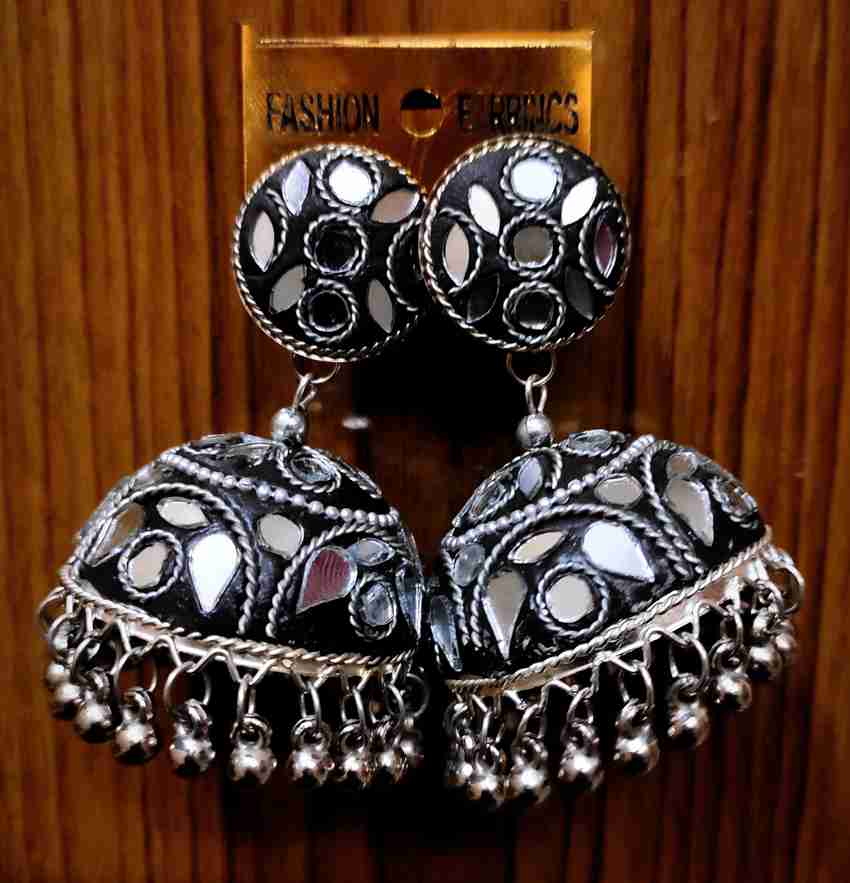 Mirror work jhumka earrings hotsell