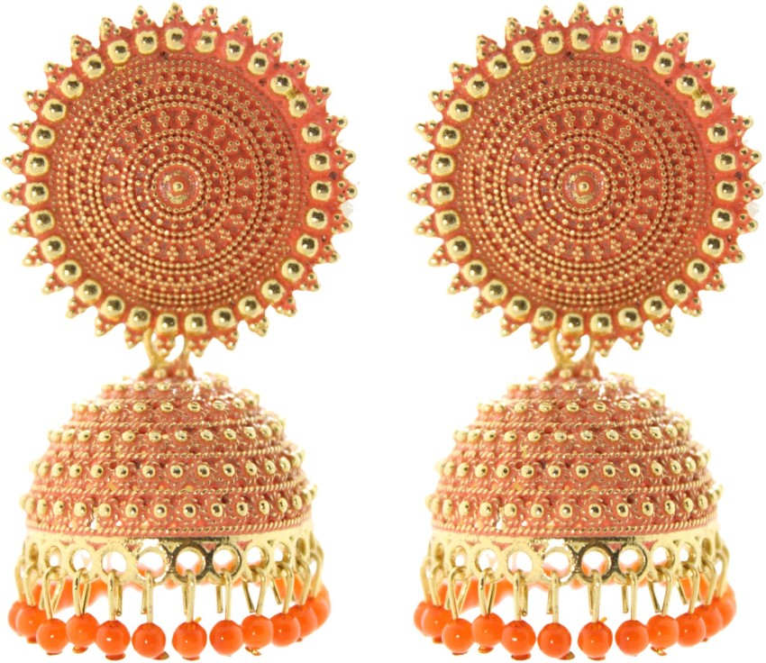 Top 66+ orange jhumka earrings latest