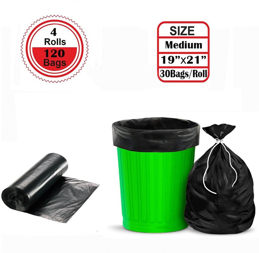 Biodegradable Garbage Bags small Size 43 Cm X 51 Cm 4 Rolls 120 Bags black  Color dustbin Bag/trash Bag black Color 