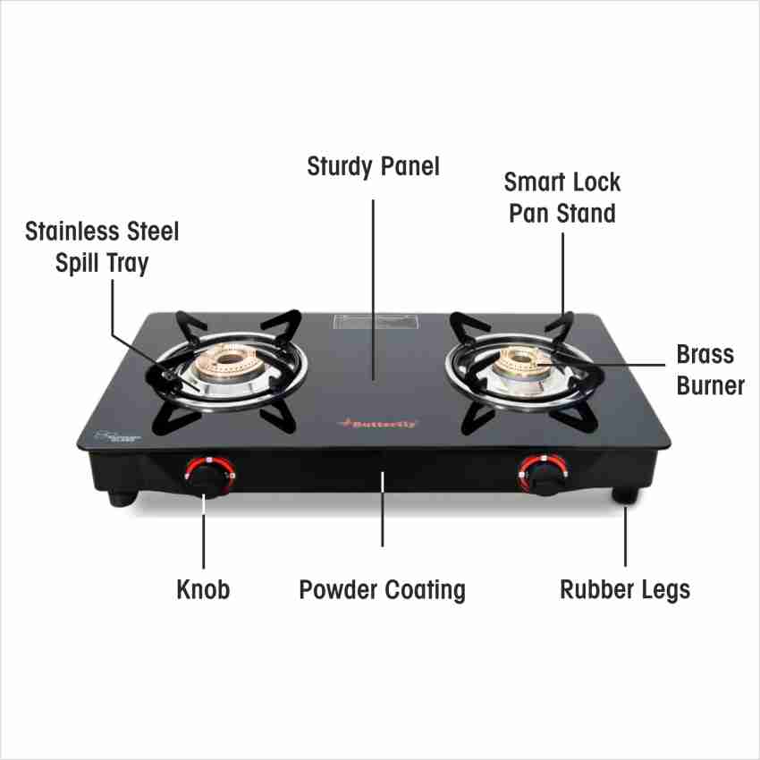 Butterfly BUTTERFLY RAPID 2B GLASS TOP STOVE 3 PCS NON STICK NON