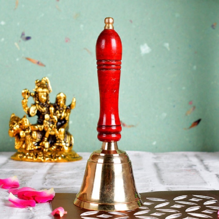 Brass Temple Puja Bell with Handle, Ghanta For Temple, Decorative Puja –  Ashtok