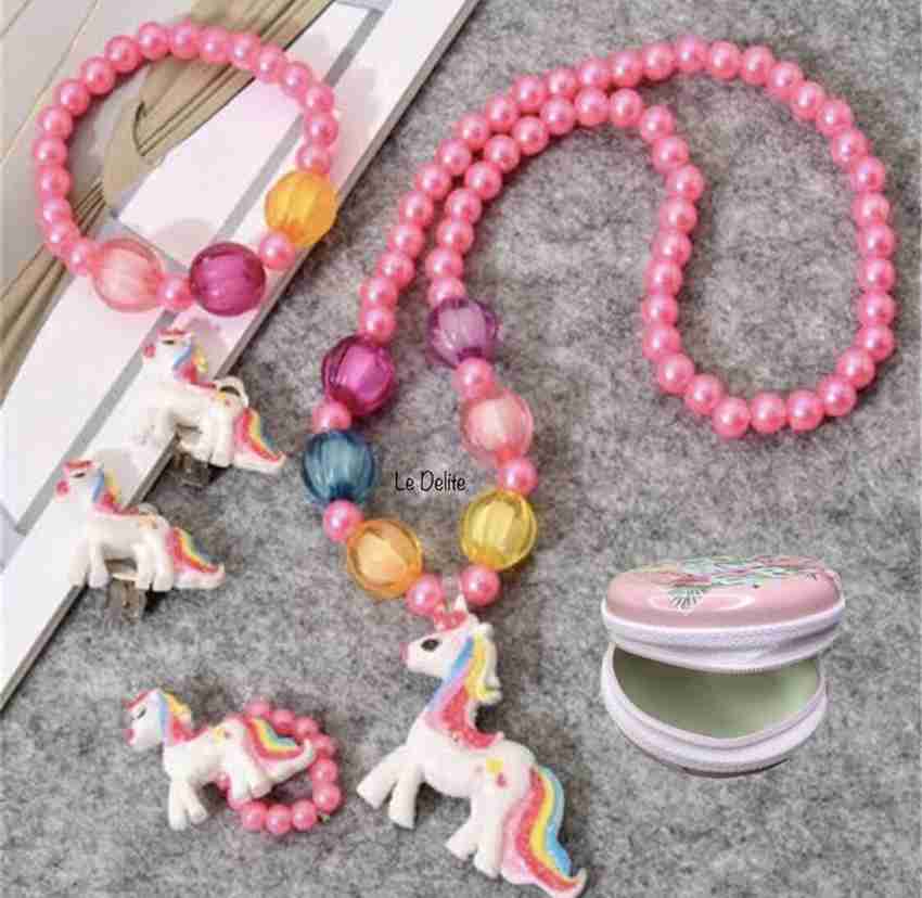 Le Delite Kids Jewellery Combo metal box tin case pouch pearl