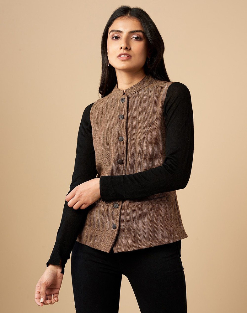 Fabindia Sleeveless Solid Women Jacket Buy Fabindia Sleeveless