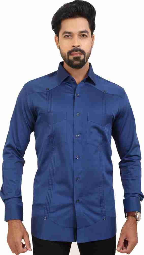 Apple Cut Fashion Men Self Design Casual Dark Blue Shirt Buy