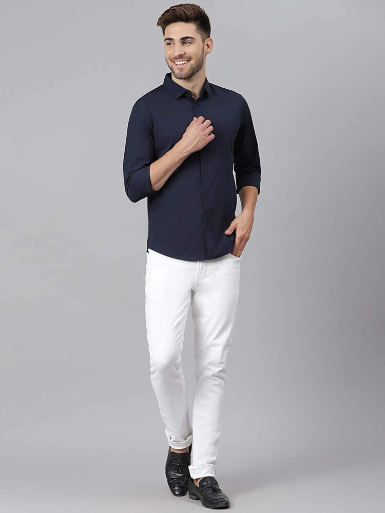 Fashionable simple wear tailored fit solid casual 3 shirts for men store