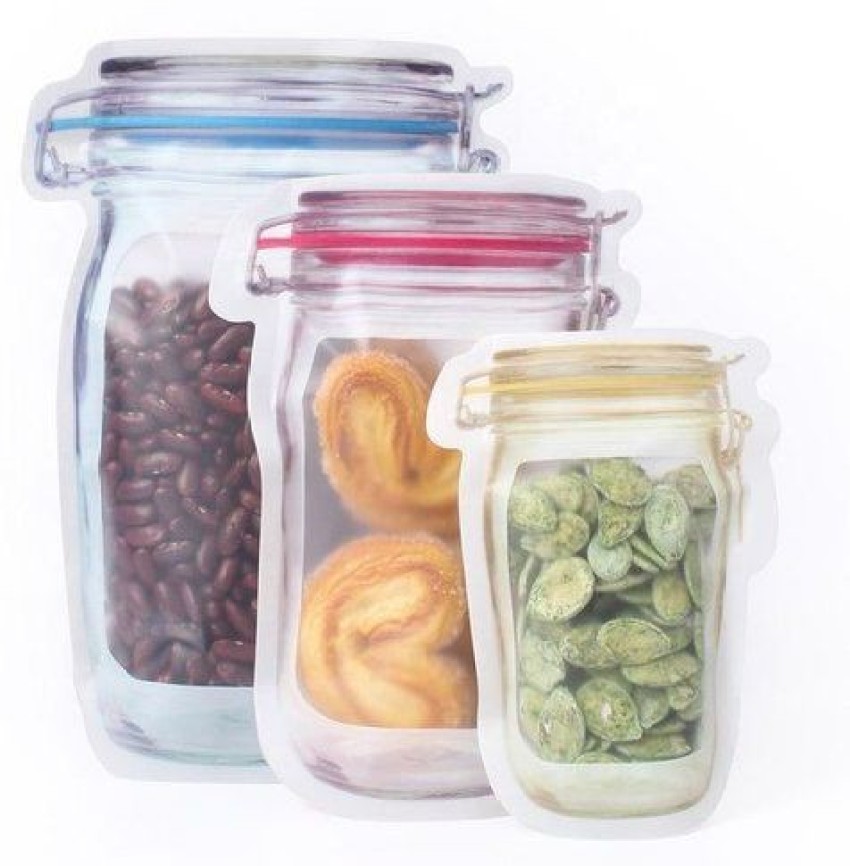 10 Pcs Mason Jar Zipper Bags, Reusable Airtight Zip Lock Food Storage Seal  Food Storage Bags, Multi-Size Food Safe Material Leak-Proof Saver Bags for