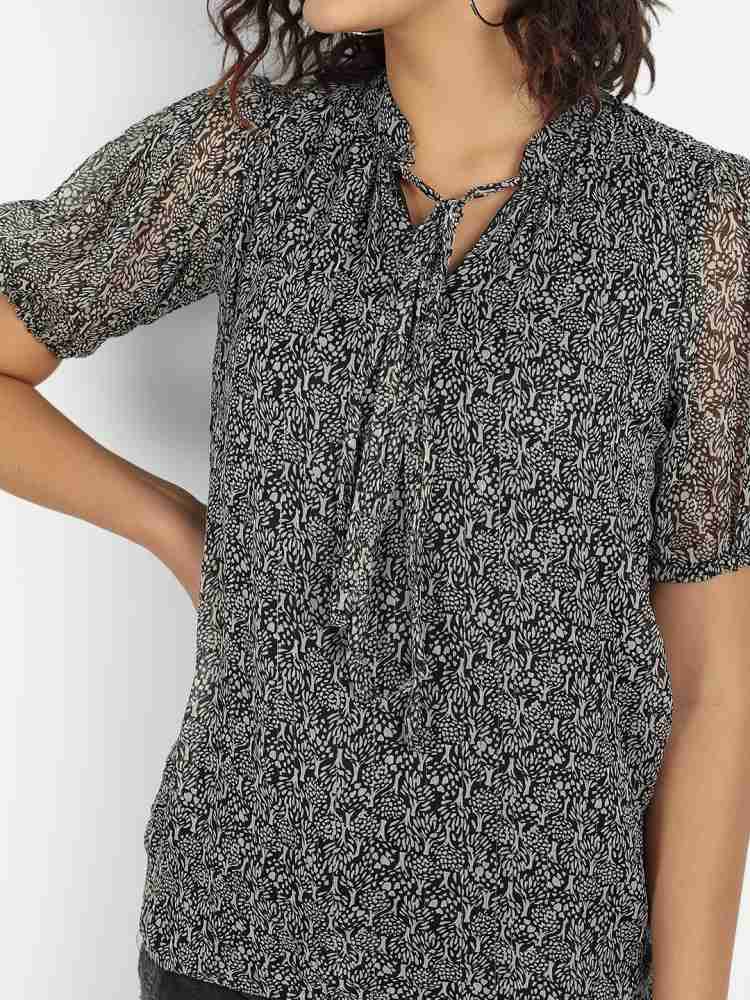 ISAM Casual Printed Women Black, Grey Top - Buy ISAM Casual