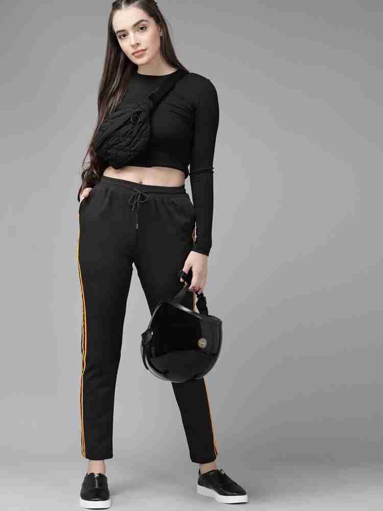 Roadster Solid Women Black Track Pants - Buy Roadster Solid Women