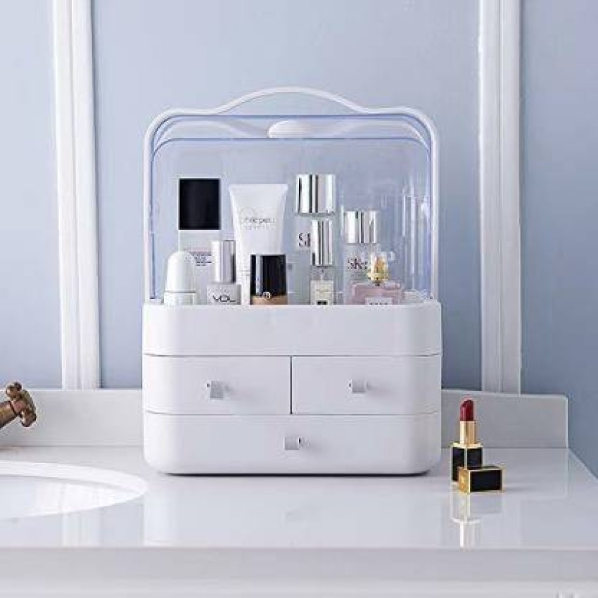 Free Shipping on Makeup Organizer Desk Storage Display Box with 2 Drawers  in White｜Homary