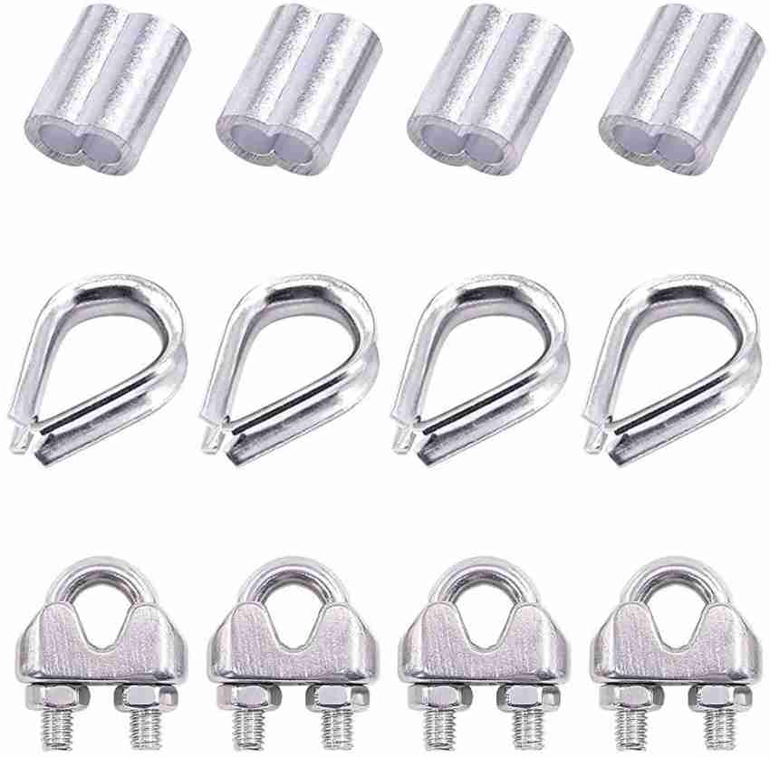 MTU ONLINE STORE Wire Rope Cable Clip/Clamp, Thimble, Aluminum Crimping  Loop For 3/8 Wire Rope Multi-training Bar