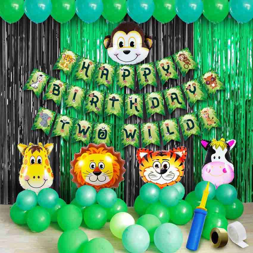 Party Propz Jungle Theme Birthday Decoration - 62Pcs 2nd Birthday ...