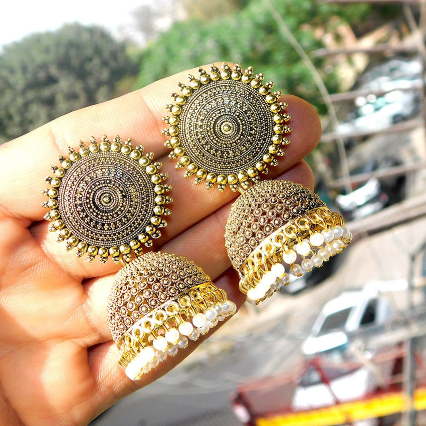 big gold jhumkas
