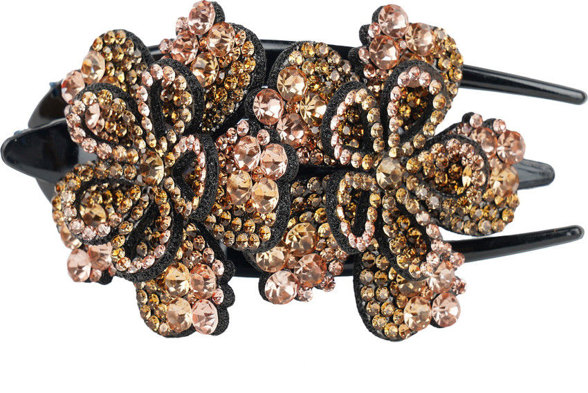 Mizorri Double Flower Rhinestone Hair Clip Crystal Fancy Hair