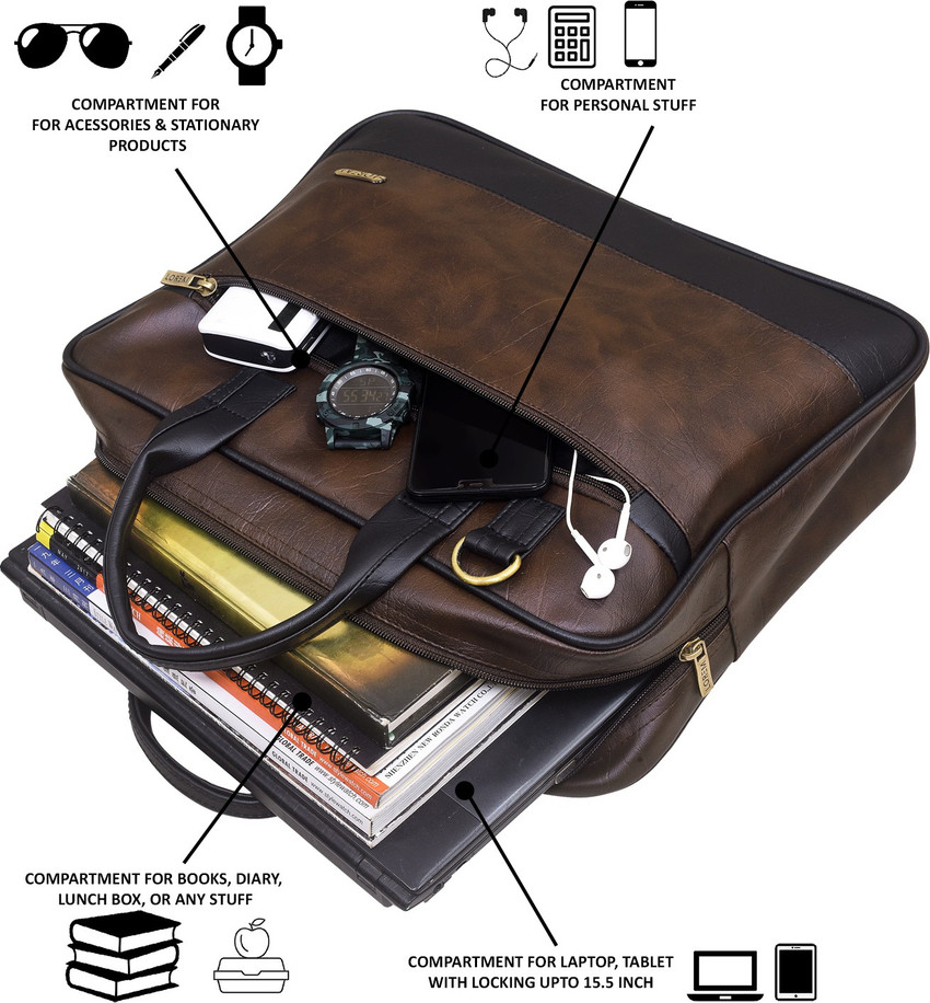Flipkart LOREM BG33 Black Brown Color Briefcase Laptop Bag Cross Body Office Business Professional Bag for Men Women Waterproof Messenger Bag Messenger Bag