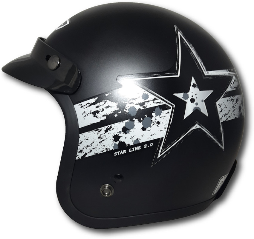 THH HELMETS TONUP TU 356 black silver Starline open face helmet