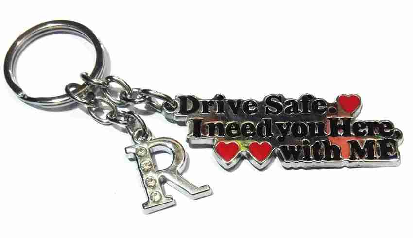 ROYALSHOP DRIVE SAFE WITH ALPHABET R LETTER R NAME KEY RING Key