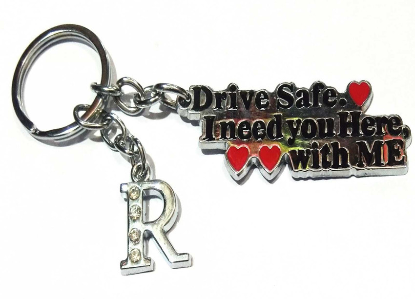 ROYALSHOP DRIVE SAFE WITH ALPHABET R LETTER R NAME KEY RING Key