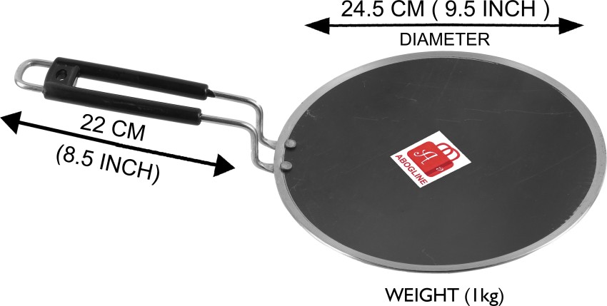 ABOGLINE HEAVY DUTY 100 % pure iron tawa / weight 1.5 KG / diameter 9.5  inch ( 25 cm ) curved roti tawa / iron tawa / roti tawa / chapati tawa