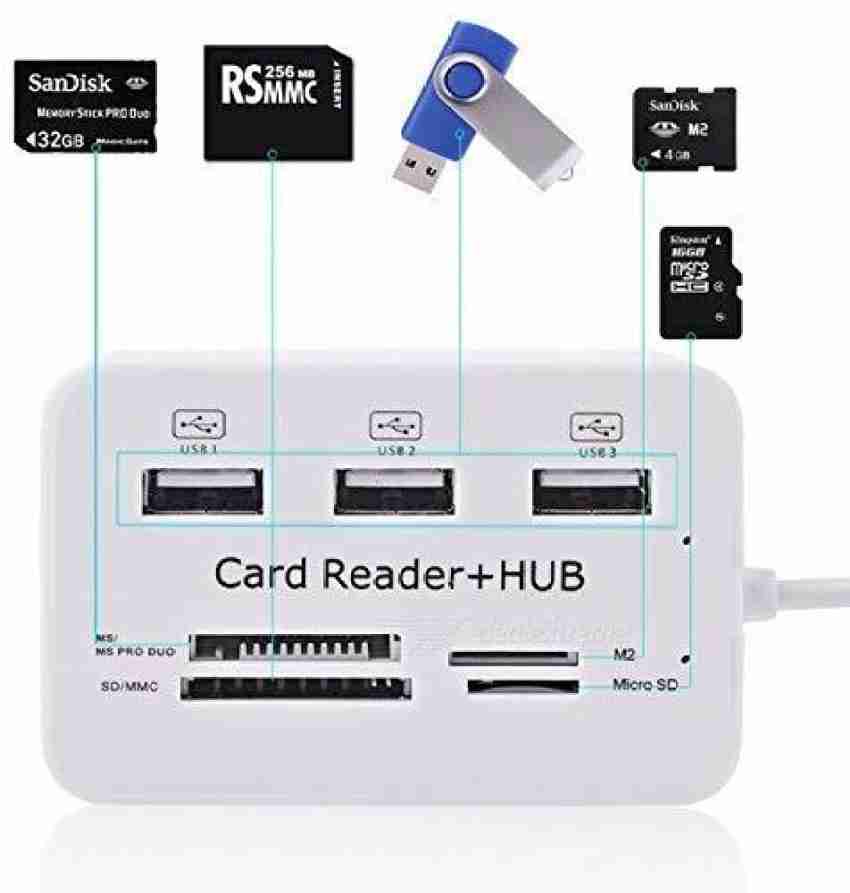 USB 3.0 + 3 Ports USB Hub High Speed External Memory Combo Kit SD TF Card  Reader