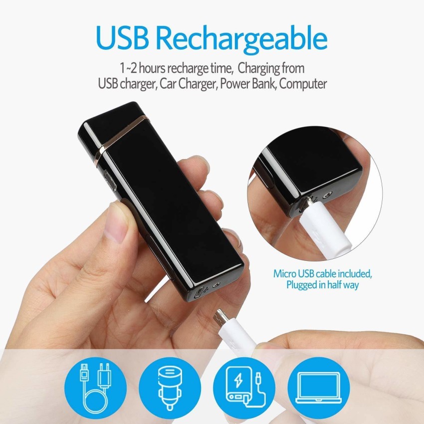 Stylish USB Rechargeable Electric Lighter Cool Windproof Dual ARC