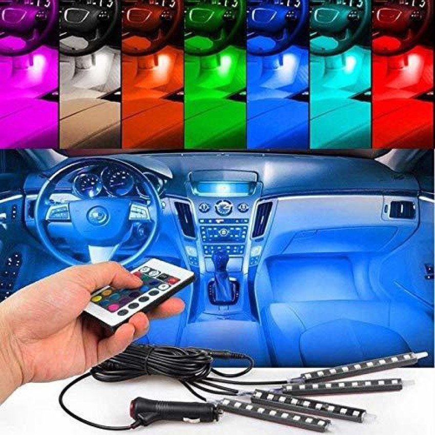 BUABO Universal 4 in 1 Car Interior Decorative Music Colors Change 12 Led  Foot Strip Atmospheric Lamp with Wireless IR Controls (2nd Generation) Car  Fancy Lights (Multicolor) Car Fancy Lights Price in