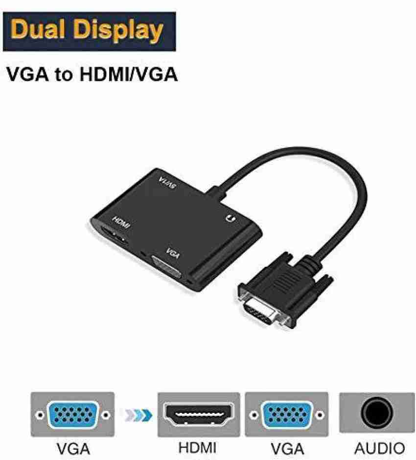 LipiWorld VGA Cable 0.5 m VGA to VGA & HDMI Splitter Adapter