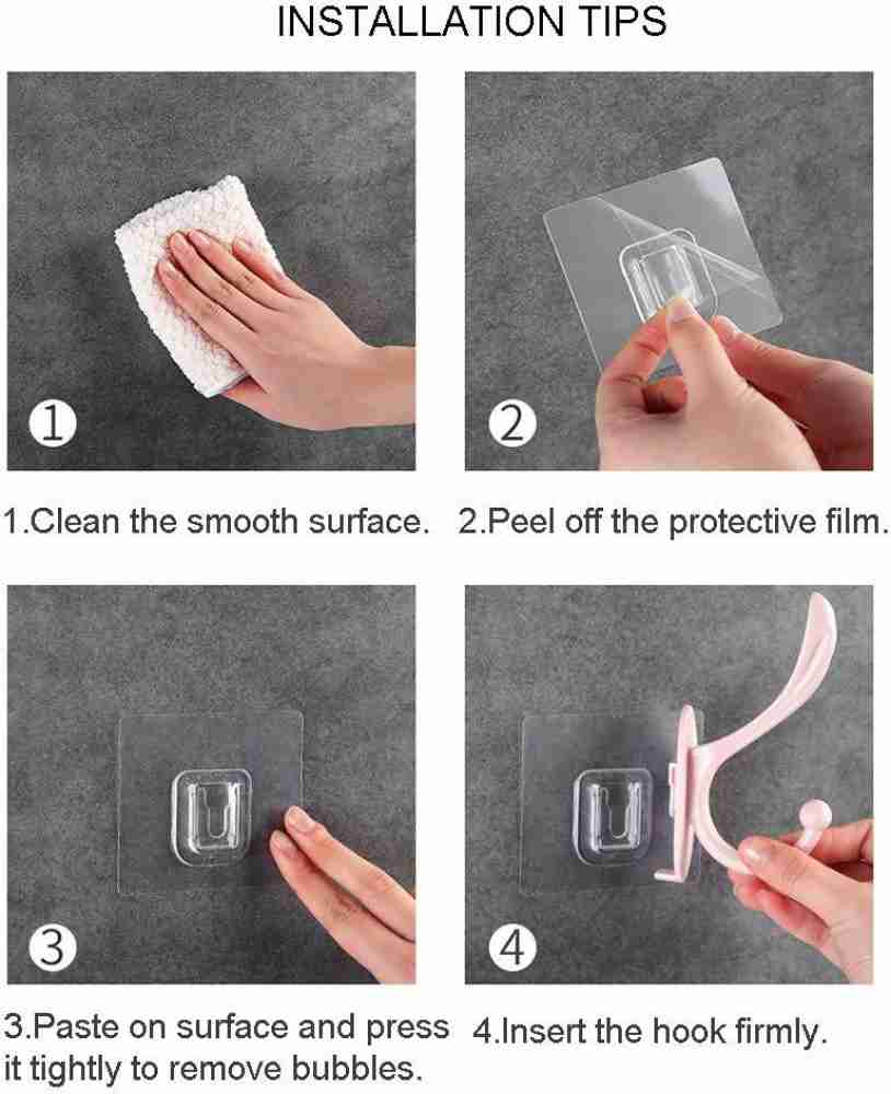 Mahek Adhesive Towel Hooks, Plastic Self Adhesive Wall Hooks for
