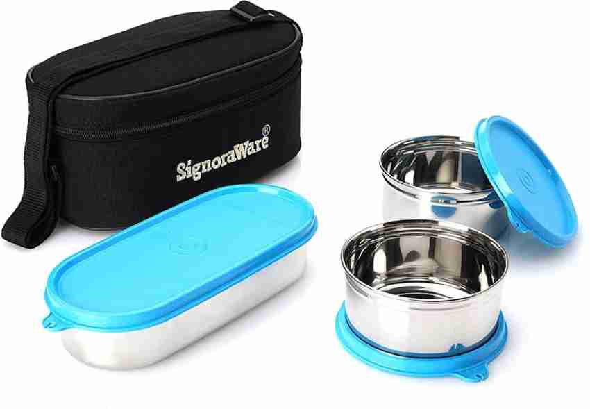 Flipkart Signoraware Double Decker Special Steel Lunch Box with Black Bag 3 Containers Lunch Box