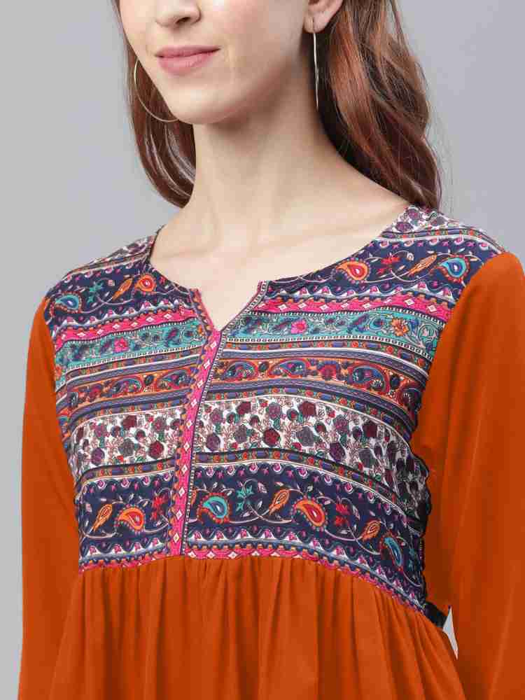 Casual Regular Sleeves Embroidered Women Multicolor Top